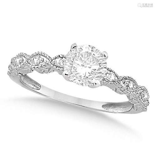 Petite Antique style-Design Diamond Engagement Ring 14k