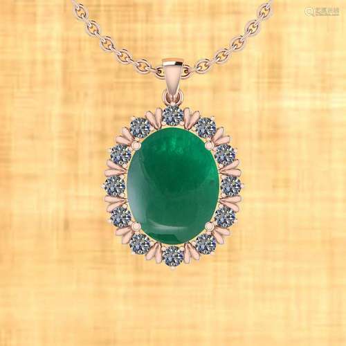 Certified 7.88 Ctw Emerald And Diamond I1/I2 14K Rose G