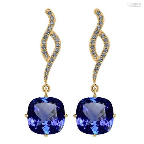 Certified 11.28 Ctw VS/SI1 Tanzanite and Diamond 14K Ye