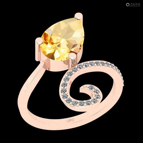 Certified 2.65 Ctw I2/I3 Citrine And Diamond 10K Rose G