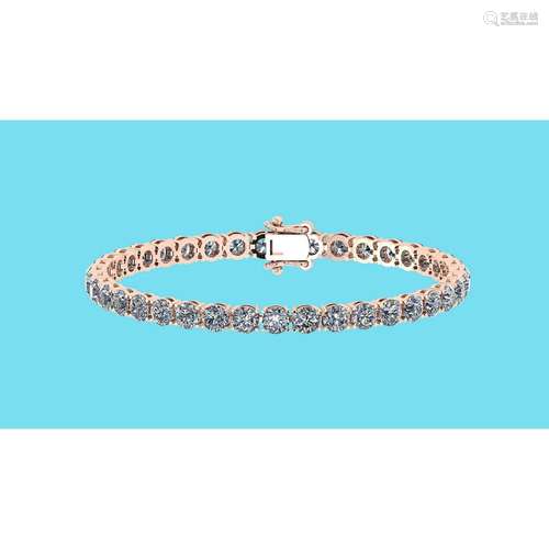 Certified 4.00 Ctw SI2/I1 Diamond Tennis Bracelet 14K R