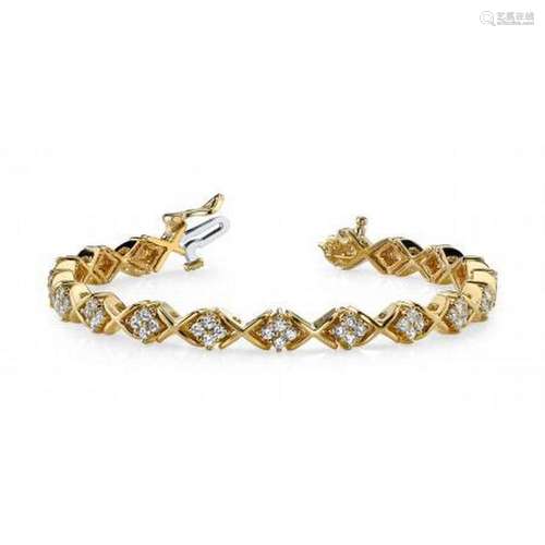 14KT YELLOW GOLD 2 CTW G-H VS2/SI1 X PATTERN DIAMOND BR