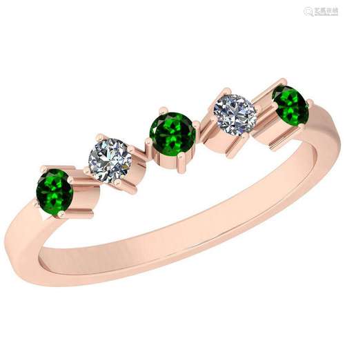 Certified 0.25 Ctw VS/SI1 Tsavorite And Diamond 14k Ros