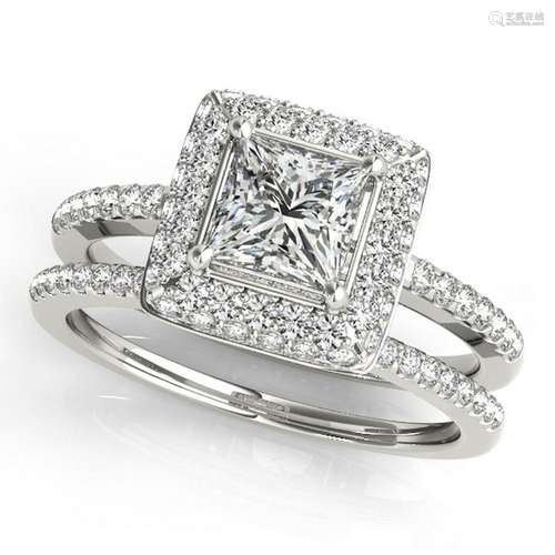 Certified 1.30 Ctw SI2/I1 Diamond 14K White Gold Vingat