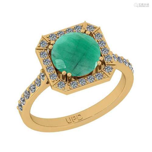 2.41 Ctw SI2/I1 Emerald And Diamond 14K Yellow Gold Coc