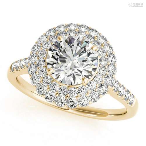 Certified 1.27 Ctw SI2/I1 Diamond 14K Yellow Gold Engag