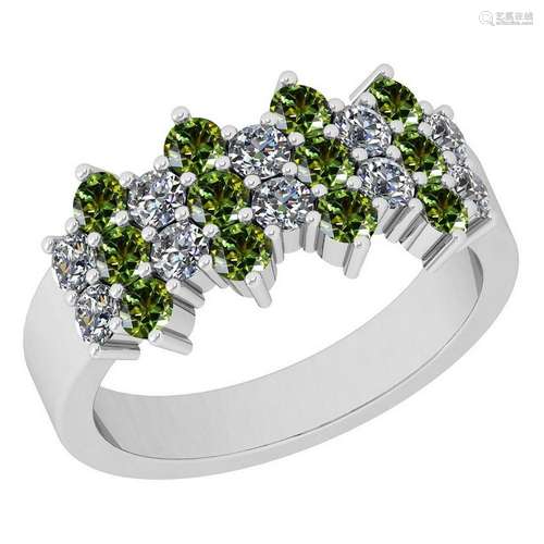 Certified 1.51 Ctw I2/I3 Green Sapphire And Diamond 10K