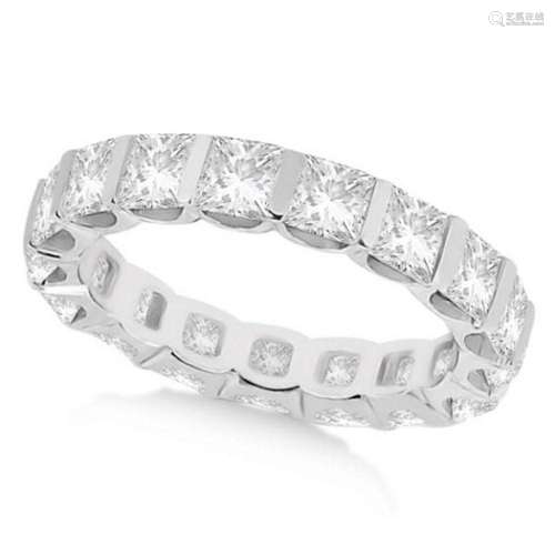 Bar-Set Princess Cut Diamond Eternity Ring Band 14k Whi