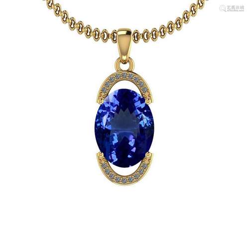 Certified 4.54 Ctw VS/SI1 Tanzanite And Diamond 14K Yel