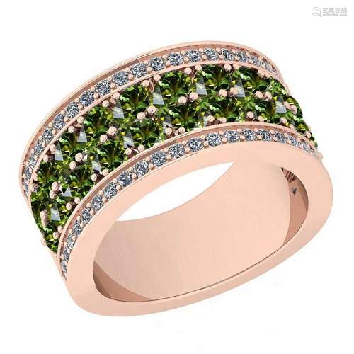 Certified 5.12 Ctw I2/I3 Green Sapphire And Diamond 10K