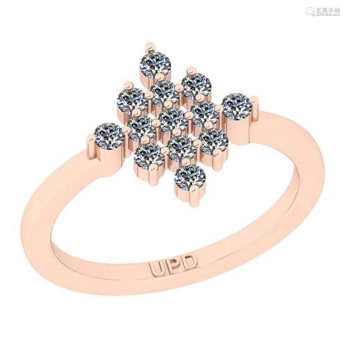 Certified 0.45 Ctw VS/SI1 Diamond 14K Rose Gold Cluster