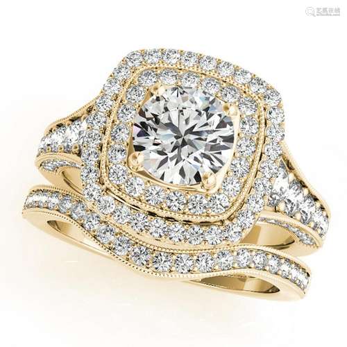 Certified 1.95 Ctw SI2/I1 Diamond 14K Yellow Gold Brida