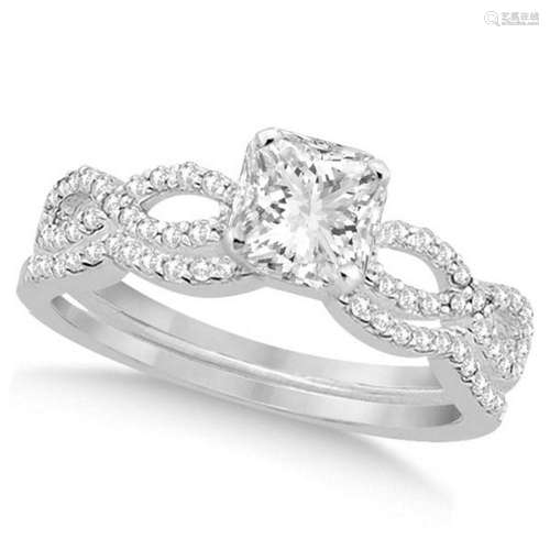 Infinity Princess Cut Diamond Bridal Ring Set 14k White