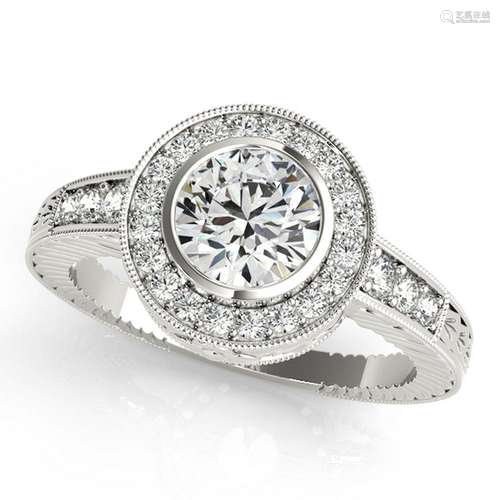 Certified 0.90 Ctw SI2/I1 Diamond 14K White Gold Bridal