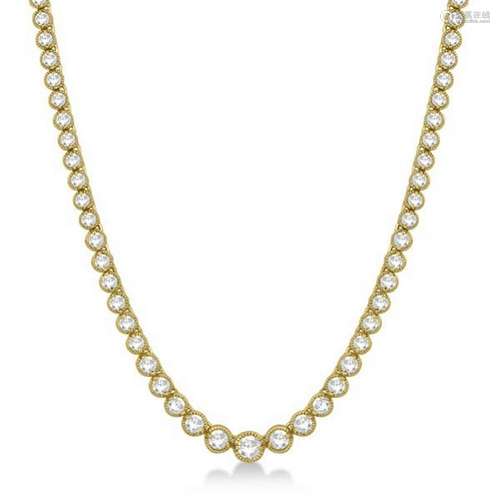 Milgrain Eternity Diamond Tennis Necklace 14k Yellow Go