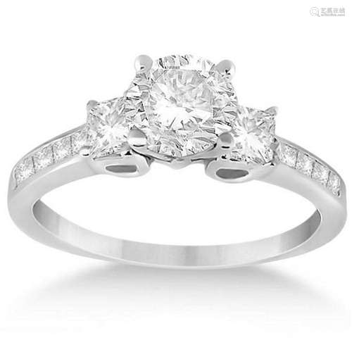 Three-Stone Princess Cut Diamond Engagement Ring 14k Wh