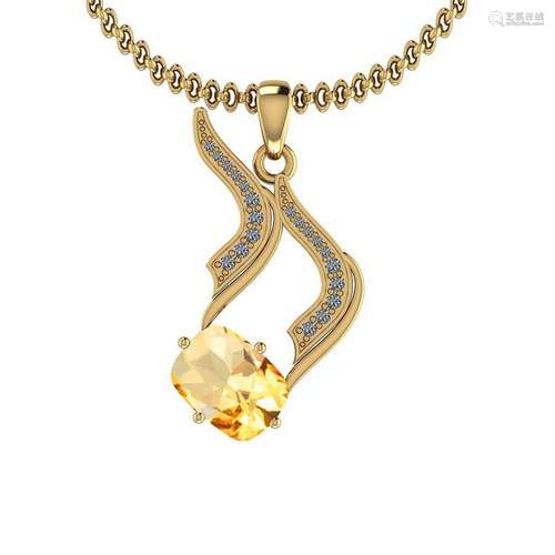 Certified 1.89 Ctw Yellow Topaz And Diamond I2/I3 14K Y