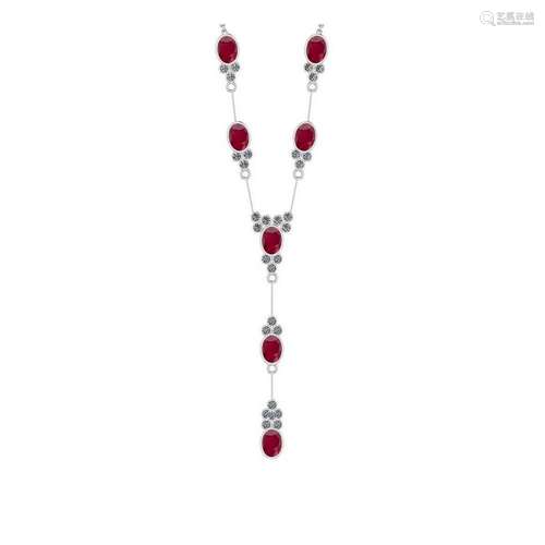 10.50 Ctw SI2/I1 Ruby And Diamond 14K White Gold Yard N