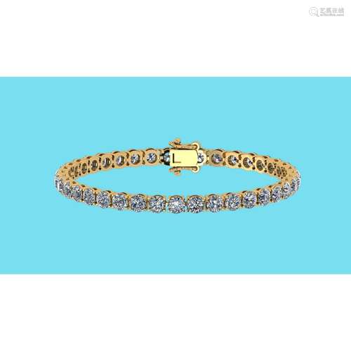 Certified 3.50 Ctw SI2/I1 Diamond Tennis Bracelet 14K Y