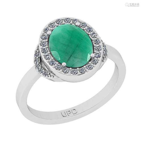 2.27 Ctw SI2/I1 Emerald And Diamond 14K White Gold Enga