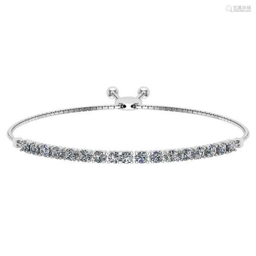 0.52 Ctw SI2/I1 Diamond 14K White Gold Slide Bracelet