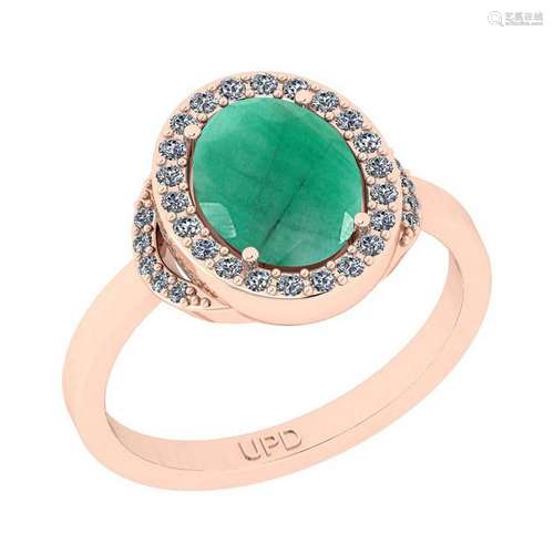 2.27 Ctw SI2/I1 Emerald And Diamond 14K Rose Gold Engag