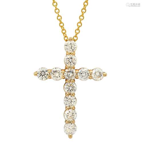 14K Yellow Gold and 1.05ct Diamond Pendant