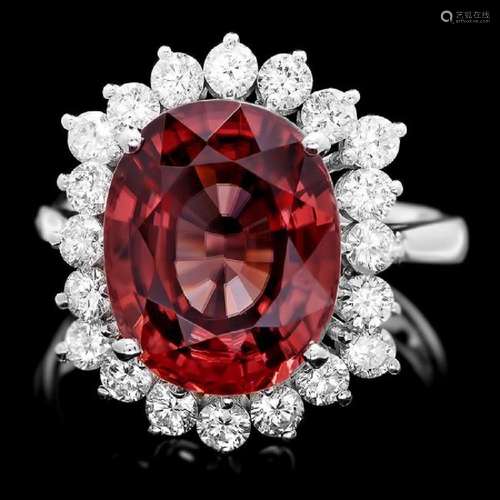 14K White Gold 8.87ct Zircon and 0.90ct Diamond Ring