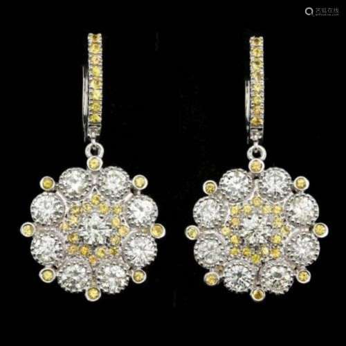 14k Gold 4.49ct Diamond 1.54ct Sapphire Earrings