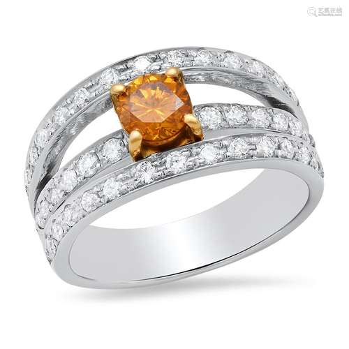 Platinum and 18K Gold Setting with .44ct Center Diamond and ...