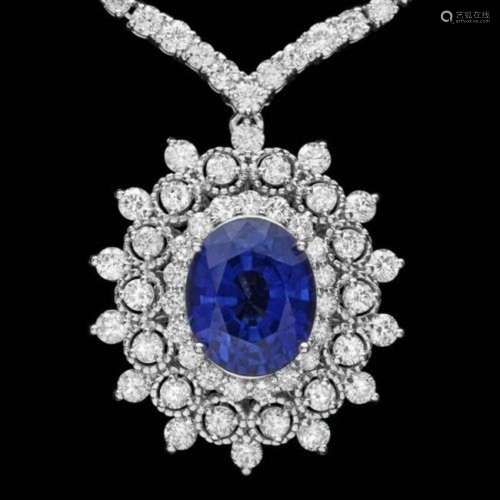 18K White Gold 6.10ct Tanzanite 10.65ct Diamond Necklace