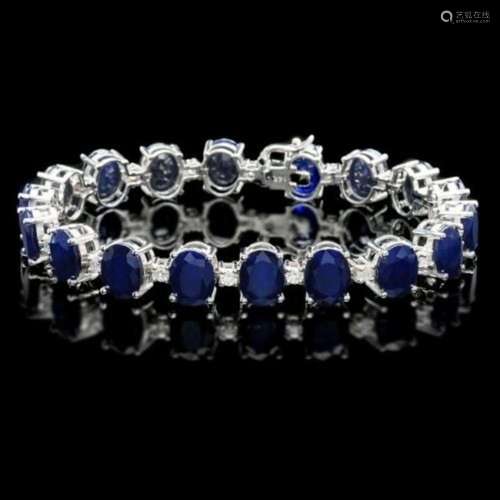 14K Gold 40.07ct Sapphire 1.39ct Diamond Bracelet