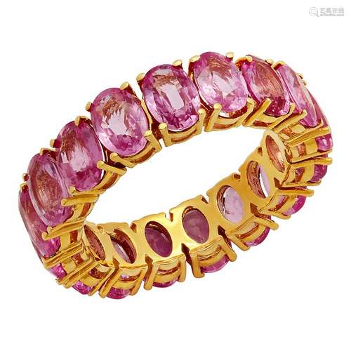 14k Yellow Gold 10.18ct Pink Sapphire Eternity Band Ring