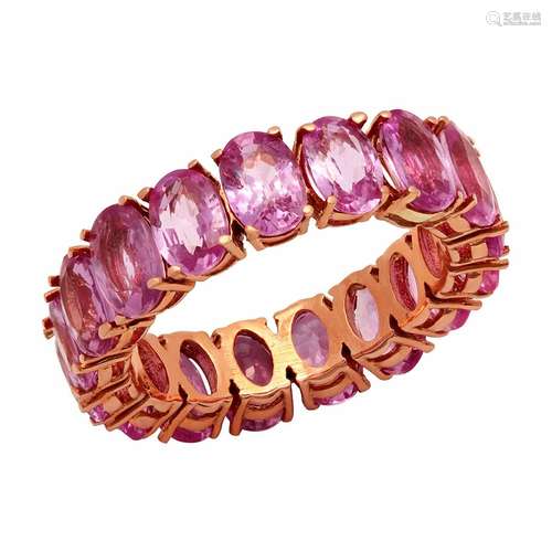 14k Rose Gold 10.25ct Pink Sapphire Eternity Band Ring