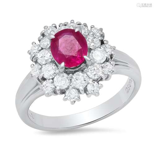 Platinum Setting with 1.01ct Ruby and 0.78ct Diamond Ladies ...