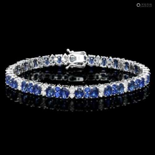 14K Gold 18.24ct Sapphire 1.87ct Diamond Bracelet