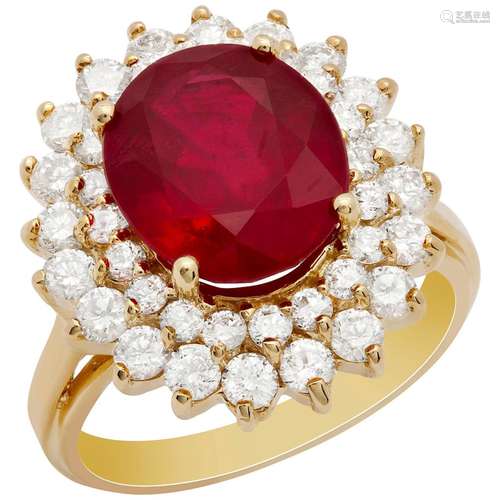 14K Gold 5.77ct Ruby and 1.46ct Diamond Ring