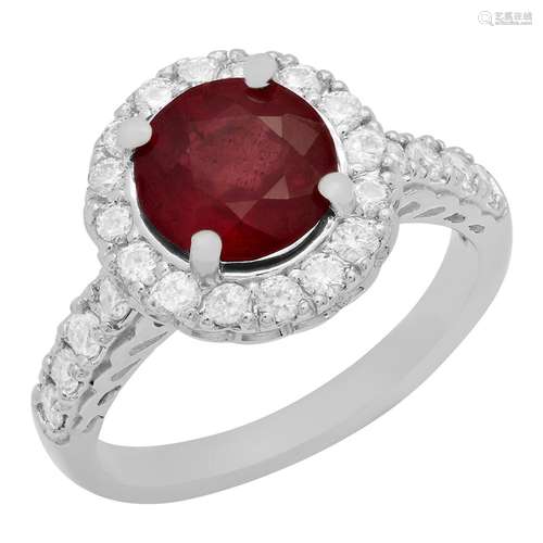 14K Gold 2.15ct Ruby 0.78ct Diamond Ring