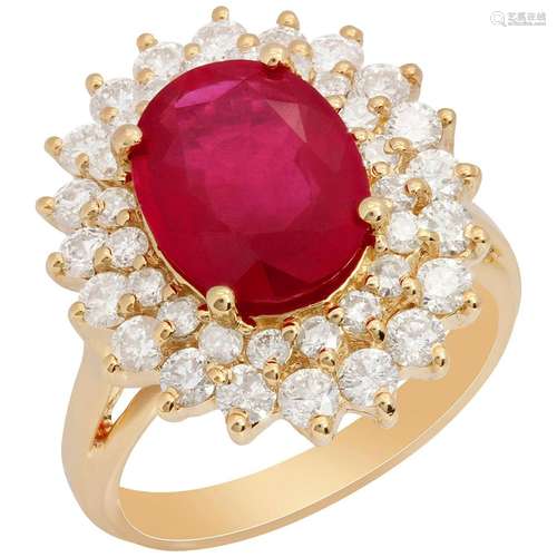 14k Yellow Gold 3.77ct Ruby 1.56ct Diamond Ring