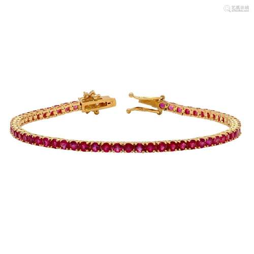 14k Yellow Gold 7.40ct Ruby 0.41ct Diamond Bracelet