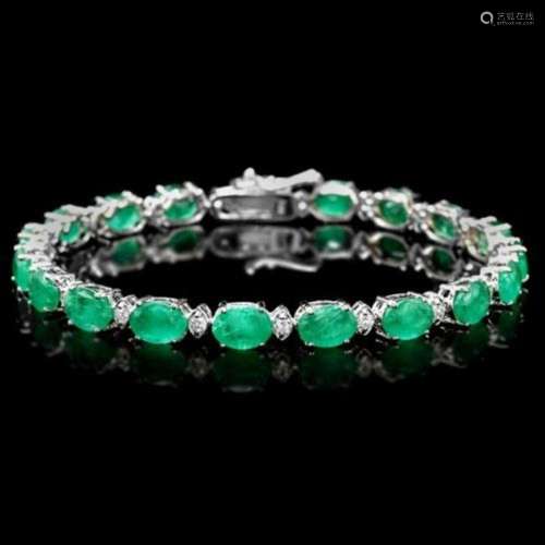 14K Gold 13.31ct Emerald 0.80ct Diamond Bracelet