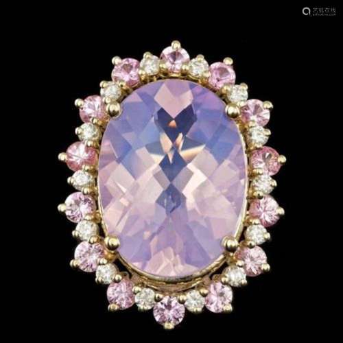 14K Yellow Gold 13.87ct Amethyst 1.99ct Sapphire and 0.72ct ...