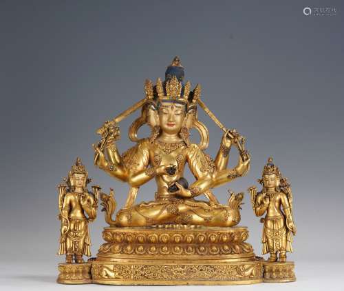 Gilt Bronze Statue of Vajra Mother Buddha. Qing Dynasty