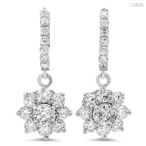 14K Gold 3.16cts Diamond Earrings