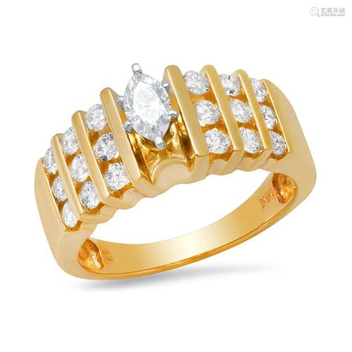 14K Yellow Gold Setting with 0.91TCW Diamond Ladies Ring