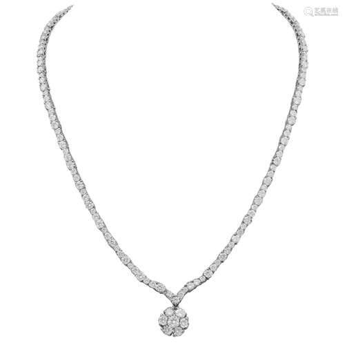 14k White Gold 15.81ct Diamond Necklace