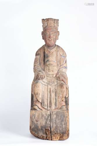Wood Carving of Civil Official, Ming