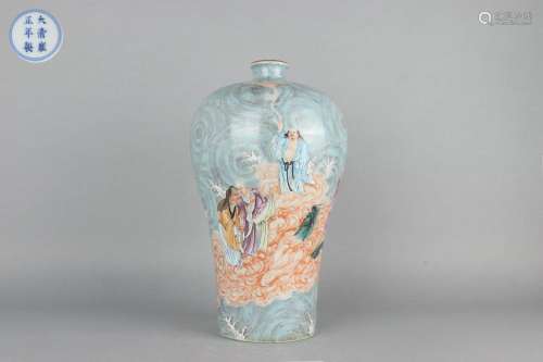Famille-rose Plum Vase with Figure Patterns, Yongzheng Reign...