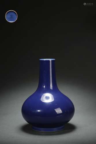Chinese Cobalt Blue Vase, Guangxu Reign Period, Qing Dynasty