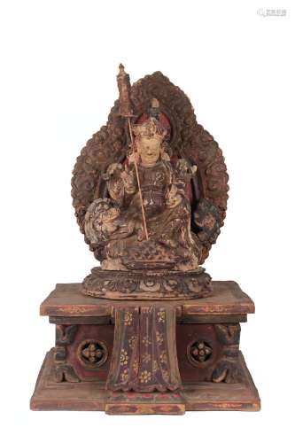 Tibetan Wooden Statue of Lion Zambala, Qing